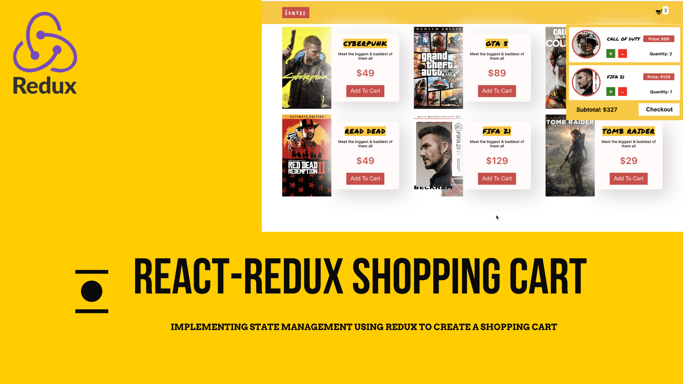 Implement State Management using React-Redux in a Shopping Cart